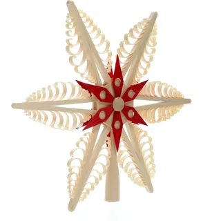 Rudolphs Schatzkiste Baumschmuck Christbaumspitze Mitte mit Holzstern Rot (Beidseitig) BxHxT=31x31x4cm NEU Weihnachten Christbaum Baum Spitze Holzschmuck Holz Seiffen Erzgebirge Dekoration
