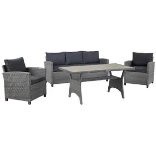 Ambia Garden Loungegarnitur, Grau, Metall, Kunststoff, Textil, Füllung: Schaumstoff, eckig, Loungemöbel, Loungemöbel-Sets