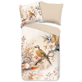 Good Morning Gloria Blumen Baumwolle Beige 200 x 200 cm + 2 x 80 x 80 cm