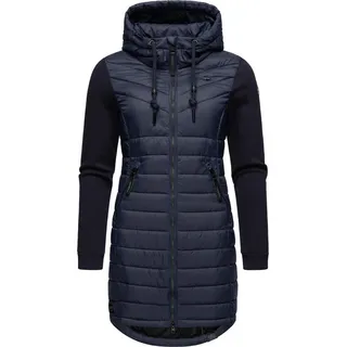 Ragwear Steppmantel Lucinda Long II Mantel aus modernem Materialmix mit Kapuze blau XXXL (46)