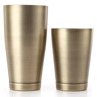 Barfly Cocktail Shaker Tin Set (18 oz and 28 oz), Antique Gold