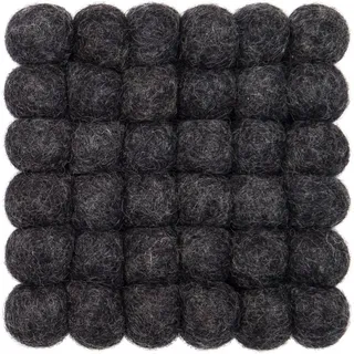 myfelt Wollteppich Hugo Filzkugelteppich eckig Muster, eckig, 100% reine Schurwolle schwarz