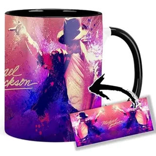 Michael Jackson Tasse Innen & Henkel Schwarz Keramikbecher Mug