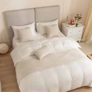 Morbuy Moderne Hotel Bettläufer Schals Holland-Samt Diamantgitter Weiche Bettschal Bettschwanz Handtuch Dekoration Für Einzel Queen King Size Bett Flagge (Beige,45 * 240cm für 180cm Bett)