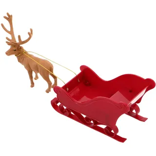 DEARMAMY Weihnachtlicher Rentier-Schlitten Deko Tischfigur Vielseitig Einsetzbar als Weihnachts-tischdeko Geschenkidee und Festlicher Mittelpunkt für Wohnräume und Schaufenster
