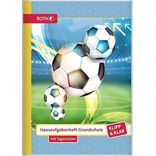 ROTH Klipp&Klar Grundschul-Aufgabenheft mit Tagesfarben, A5, 1 Woche 2 Seiten, Fußball