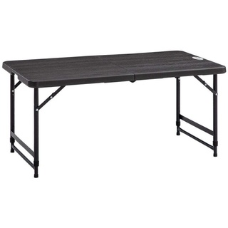 Rootz Outdoor-Tisch – Gartentisch – für 4 Personen – klappbar – höhenverstellbar – Holzoptik – Grau + Schwarz – 118 x 60 x 74 cm
