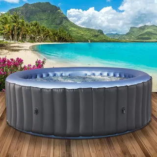 BRAST Whirlpool aufblasbar MSpa Bergen für 4-8 Personen | viele Größen Ø180-224cm | In- Outdoor Pool | Ganzjähriger Einsatz | bis zu 144 Massagedüsen | Stromsparend inkl. Energiespar-Timer | Bergen 4