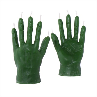 NKlaus - 2x Bienenwachs Rumeshand - grün Kerze - Handarbeit Figurenkerze Gothik Skull Halloween Ritualkerze Hand Tropfkerzen 36324