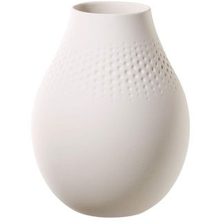 Villeroy und Boch Collier Blanc Vase Perle No. 2, Hoch 16 x 16 x 20 cm, Premium Porzellan, Weiß