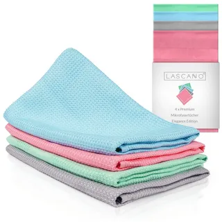 Lascano Geschirrtücher Mikrofaser - Elegance Edition Mikrofasertuch (Elegance Edition, 4-tlg., 4er Set, Streifenfreie Allzweck Mikrofasertücher)