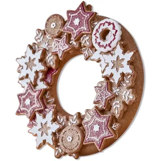 Loberon Kranz Anyama, Weihnachtsgebäck-Look, Aufwendige Handarbeit, Datailreich Bemalt, Täuschend echt, Weihnachtsdekoration, Weihnachten, Polyresin, rot/braun/weiß