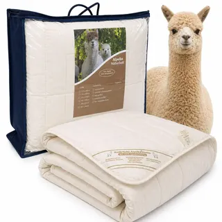 Abolengo de Alpaca Alpaka Bettdecke Basic Line Sommer leicht, 200x200cm, Füllung 100% Alpakawolle (1.000g), Bezug aus naturbelassener Baumwolle