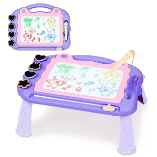 Sarsumir Magnetische Maltafel Zaubertafeln für Kinder, Zaubertafel Maltafel Magnettafel Reisegröße, Bunt Zeichenbrett für 3 4 5 Jahre alt mit 1 Magnetstift und 4 Stempel, Violett