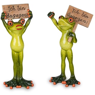 2er Set Formano lustige Frösche Frosch als Demonstrant mit Schild Figur Froschpaar