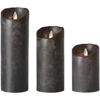 sompex LED Kerzen mit Timerfunktion und flackernder Flamme, anthrazit ⌀ 8cm, Höhe wählbar 12,5 cm, 18cm, 23cm, Adventskranz, Weihnachtsdeko, LED Deko, LED Kerze einzeln (Höhe 18cm)