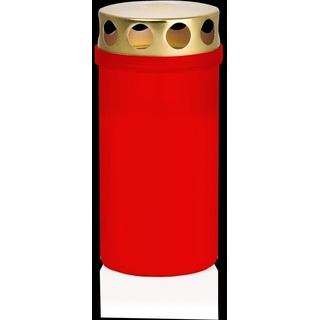 INNA-Glas Grablicht Carmelia mit Deckel, rot-weiß, 12 cm, Ø6,1 cm, 50h - Trauerlicht