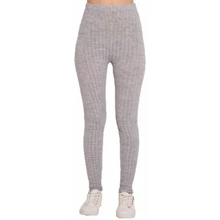 Fashion Mark Damen Grobstrick-Leggings mit Zopfmuster, gerippt, dehnbar, Winterkleidung, volle Länge, dicke warme Hose, Größe 36-50, grau, 46-48 - 46-48