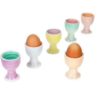MamboCat Pastello 6er Set Eierbecher bunt I für 6 Personen I farbenfrohe Eierhalter mit Fuß in 6 Verschiedene Pastell-Farbkombinationen I Fürs Frühstücksei beim Brunch & Buffet