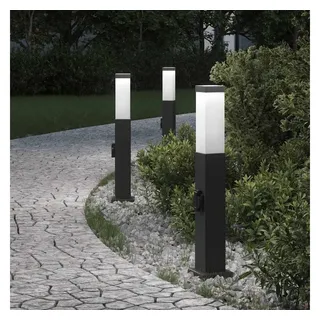 vidaXL Pollerleuchten mit Steckdose Edelstahl 50 cm 3 Stk. schwarz