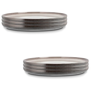 Peill+Putzler Germany 6er-Set Dessertteller in grau aus Steinzeug, runde Teller mit 20,5cm Durchmesser für 6 Personen, spülmaschinenfest & mikrowellengeeignet, jedes Teil ein Unikat
