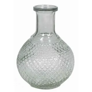 INNA-Glas Kugelvase Glasvase DONKA, feine Rautenmuster, Kugel - Rund, klar, 15cm, Ø 4,5cm weiß