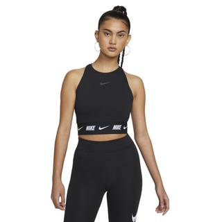 Nike W Nsw Crop Tape - Top Fitness - Damen - Black - L