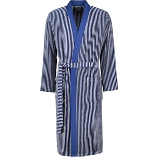 Cawö Herrenbademantel Streifen 2843 Kimono Velours, Kimono, 100% Baumwolle, extraleicht blau L