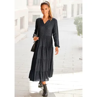 Maxikleid LASCANA Gr. 36, N-Gr, schwarz (grau, schwarz, bedruckt) Damen Kleider Strandkleider Bestseller