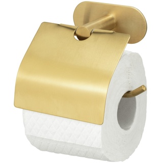 WENKO Turbo-Loc® Toilettenpapierhalter mit Deckel Orea Gold Matt Badzubehör