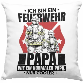 Trendation Dekokissen Trendation - Feuerwehr Papa Geschenk Kissen Feuerwehrmann Vater Vatert grau