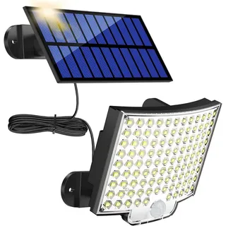 Athlix LED Solarleuchte LED Solarleuchte Solarlampe für Außen mit Fernbedienung, LED fest integriert, Außenlampe mit Bewegungsmelder, IP65 Wasserdicht, 5m Kabel