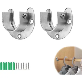 2 Stück Gardinenstangen Halterung, 32mm Gardinenstange Halterung, Silbrig Rostfr