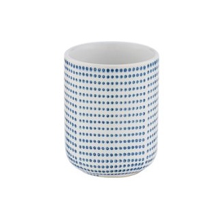 Zahnputzbecher weiß blau Keramik H/D: ca. 9,5x7,5 cm - weiß, blau