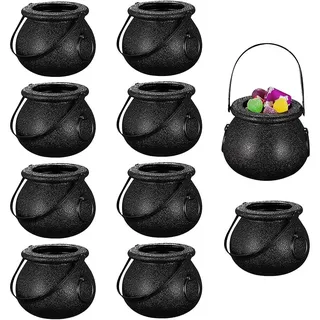 10 Stück Mini-Schwarzer Hexenkessel Halloween-Süßigkeitseimer Kinder-Hand-Süßigkeitsgläser für Süßes oder Saures, Halloween-Partygeschenk