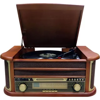 Cyberlux Nostalgie Holz Plattenspieler Braun