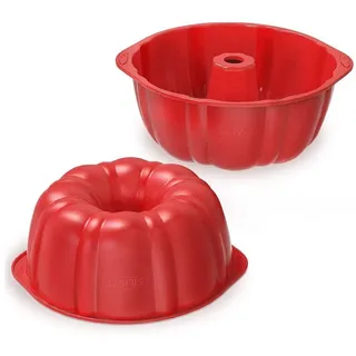 LuxusKollektion Gugelhupfform Gugelhupfform 17.5 cm Silikon Backform Antihaftbeschichtet für Kuchen rot