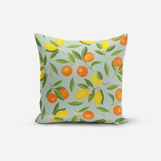 SCHÖNER LEBEN. Dekokissen Kissenhülle Outdoor Citrus Fruit mint div. Größen von SCHÖNER LEBEN. gelb|grün|orange|weiß quadratisch - 70 cm x 70 cm