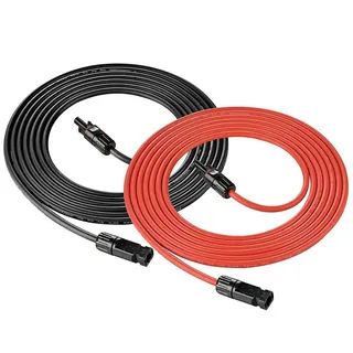 GLIESE 6mm2 Rot+Schwarz Solarkabel, PV Verlängerungskabel 1000V DC 1m bis 10m Solarkabel, (100 cm), Plug & Play, Kabellänge (wählbar): 1 m / 2 m / 3 m / 5 m / 10 m