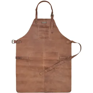 DRAKENSBERG 'Bob' Leder Grillschürze für Männer, Herren Lederschürze, BBQ, Grillen, hochwertig handgemacht, Havanna-Braun, DR00303 - L
