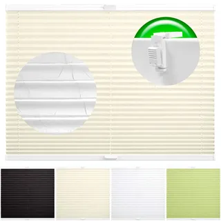 Horivert Plissee Pliseerollo mit Klemmträger Ohne Bohren Crush Stoff Fensterrollo Klemmfix Faltrollo Jalousie Sonnenschutz Blickdicht 120x120 cm