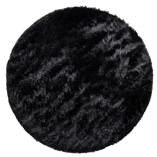 Paco Home Silky 591 Fellteppich Ø 80 cm Schwarz