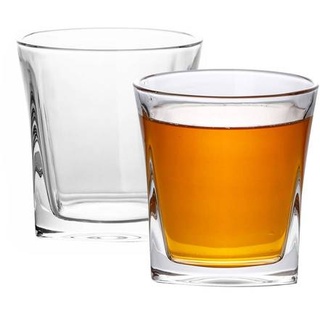 Intirilife 2x Whisky Glas in KRISTALL KLAR 'VINTAGE'– Old Fashioned Whiskey Kristallglas Bleifrei im Sculpture Design spülmaschinengeeignet perfekt