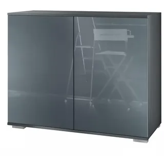 Vladon Skadu V3 92,5 x 75,5 x 35 cm Anthrazit matt / Grau Hochglanz