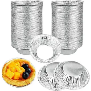 LuxusKollektion Tarteform Eierkuchenformen Einweg Aluminium 250 Stück Antihaft 7,2 cm silberfarben