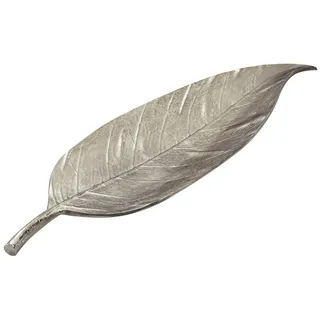 Wohnling Dekoschale WL7.554 Tischdeko 60cm Silber Aluminium Wohnaccessoire Metallschale (Längliches Wohnaccessoire aus leichtem Aluminium), Dekoratives Aluminiumblatt als Tischdekoration silberfarben