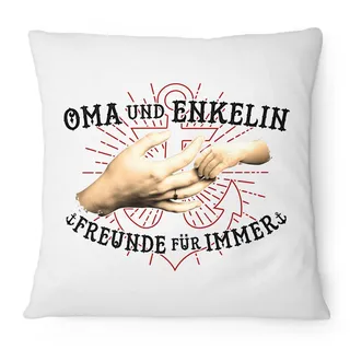 Fashionalarm Kissen Oma und Enkelin - Freunde für immer - 40x40 cm mit Füllung | Geburtstag Geschenk Idee Geburt Enkel Mädchen Cool Weihnachten, Farbe:weiß