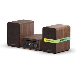 Pure Classic Stereo Mini Stereoanlage DAB+/FM, Bluetooth, CD, USB braun/Walnuss