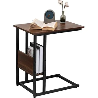 Woltu Beistelltisch, Buche Kolonial, Metall, Rechteckig, C-Form, 55x59.5x36 cm, Wohnzimmer, Wohnzimmertische, Beistelltische