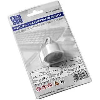 Alco Hakenmagnet Neodin Weiß Ø 30 mm, 10 Stück